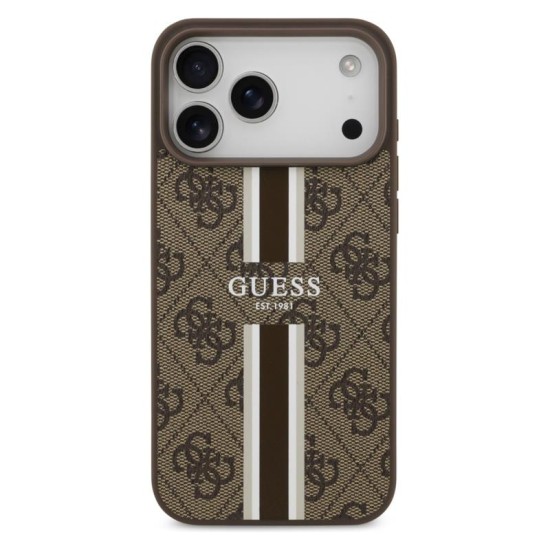 Θήκη PU Guess MagSafe Apple iPhone 17 Pro Max Hardcase 4G Printed Stripes Καφέ Θήκη PU Guess MagSafe Apple iPhone 17 Pro Max Hardcase 4G Printed Stripes Καφέ
