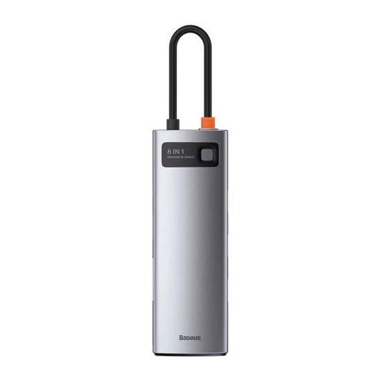 Hub USB C Baseus 8 σε 1 σε HDMI με Card Reader Metal Gleam Ασημί Hub USB C Baseus 8 σε 1 σε HDMI με Card Reader Metal Gleam Ασημί