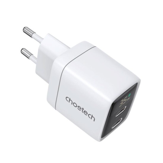 Φορτιστής Ταξιδίου Ταχείας Φόρτισης Choetech PD6051 με Διπλή Έξοδο USB C GaN PD 35W Λευκό Φορτιστής Ταξιδίου Ταχείας Φόρτισης Choetech PD6051 με Διπλή Έξοδο USB C GaN PD 35W Λευκό