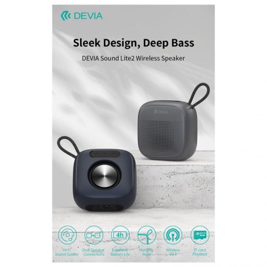 Φορητό Ηχείο Bluetooth Devia EM501 Sound Lite2 5W Μαύρο Φορητό Ηχείο Bluetooth Devia EM501 Sound Lite2 5W Μαύρο
