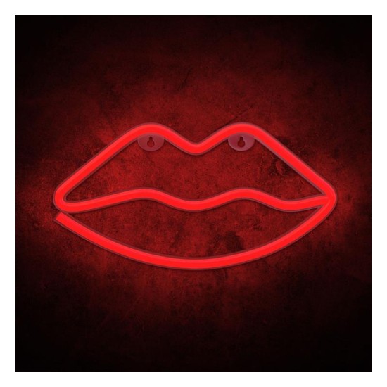 Neon LED Forever Light FLNEO8 LIPS (USB/Μπαταρίας & On/Off) Κόκκινο