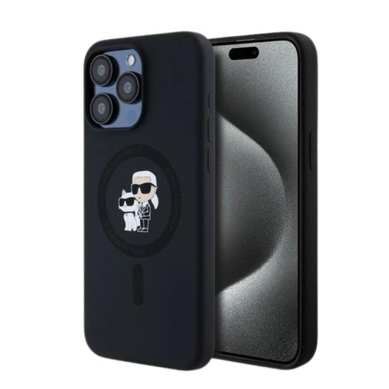 Θήκη Σιλικόνης Karl Lagerfeld Apple iPhone 15 Pro Max Magsafe Karl & Choupette Heads Μαύρο Θήκη Σιλικόνης Karl Lagerfeld Apple iPhone 15 Pro Max Magsafe Karl & Choupette Heads Μαύρο