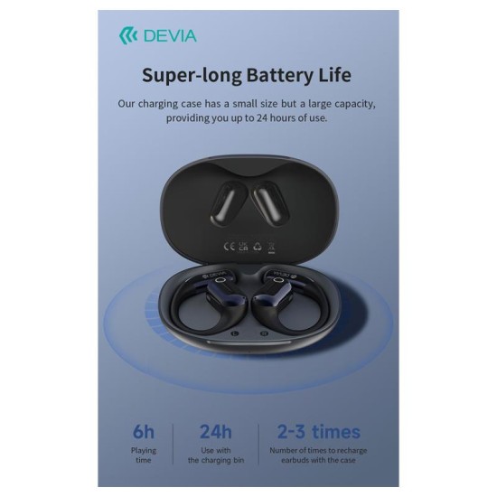 True Wireless Ακουστικά Bluetooth Devia OWS EM403 Ultra1 Open Μαύρο True Wireless Ακουστικά Bluetooth Devia OWS EM403 Ultra1 Open Μαύρο