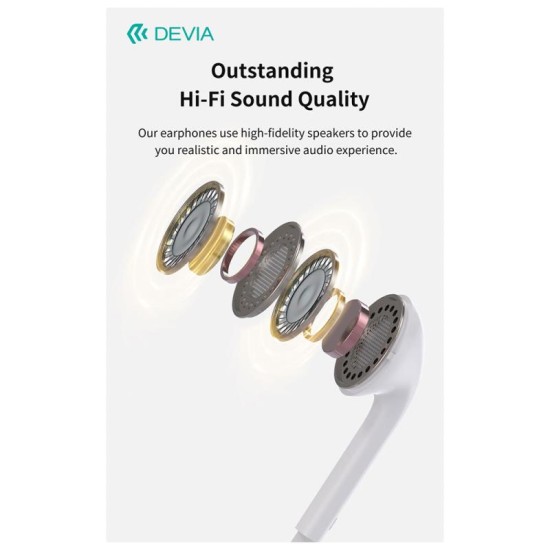 Hands Free Stereo A3 Devia EM109 USB C Kintone Λευκό Hands Free Stereo A3 Devia EM109 USB C Kintone Λευκό