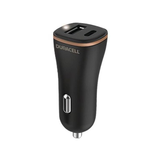 Φορτιστής Αυτοκινήτου Ταχείας Φόρτισης Duracell με Έξοδο USB A & Έξοδο USB C PD 3.0 27W Μαύρο-Μπρονζέ Φορτιστής Αυτοκινήτου Ταχείας Φόρτισης Duracell με Έξοδο USB A & Έξοδο USB C PD 3.0 27W Μαύρο-Μπρονζέ