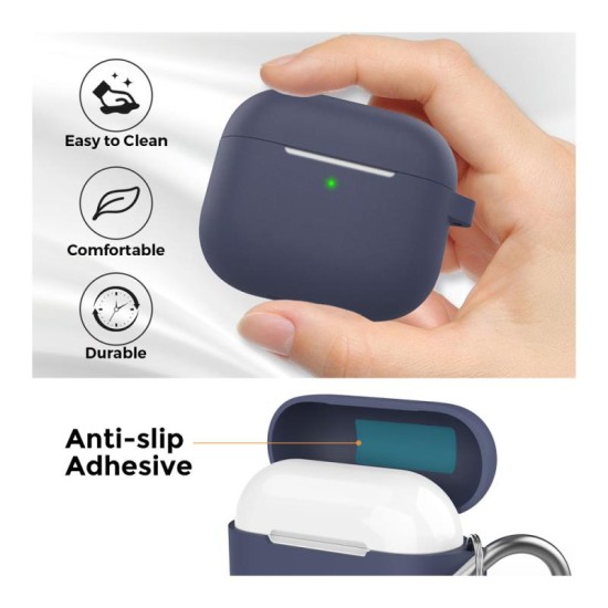 Θήκη Σιλικόνης AhaStyle PT148 Apple AirPods 3 Premium με Γάντζο Σκούρο Μπλε Θήκη Σιλικόνης AhaStyle PT148 Apple AirPods 3 Premium με Γάντζο Σκούρο Μπλε
