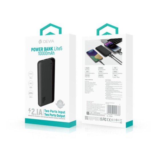 Φορτιστής Ανάγκης Devia EP187 10W 10000mAh Lite5 Μαύρο