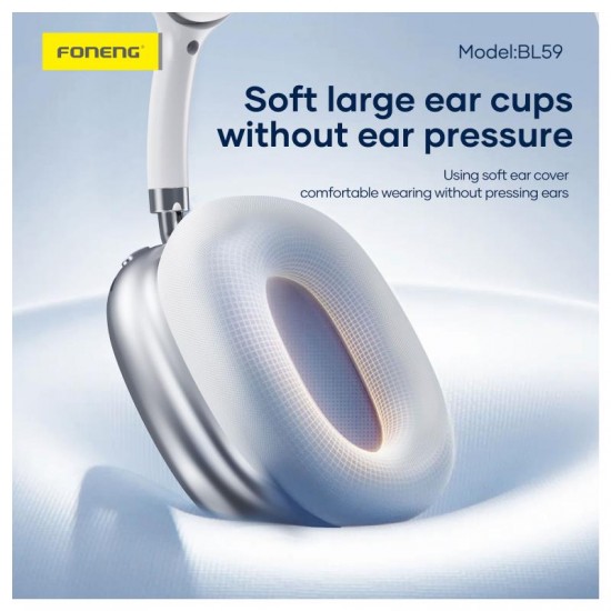 Ασύρματα Ακουστικά Κεφαλής Foneng BL59 ANC Noise Canceling Ασημί