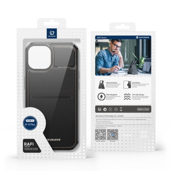Θήκη Δερμάτινη Dux Ducis Rafi Mag 3 σε 1 MagSafe RFID Blocker Apple iPhone 15 Plus με Stand Μαύρο Θήκη Δερμάτινη Dux Ducis Rafi Mag 3 σε 1 MagSafe RFID Blocker Apple iPhone 15 Plus με Stand Μαύρο