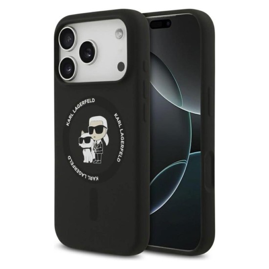 Θήκη Σιλικόνης Karl Lagerfeld Apple iPhone 17 Pro Max Magsafe Ring Karl & Choupette Μαύρο Θήκη Σιλικόνης Karl Lagerfeld Apple iPhone 17 Pro Max Magsafe Ring Karl & Choupette Μαύρο