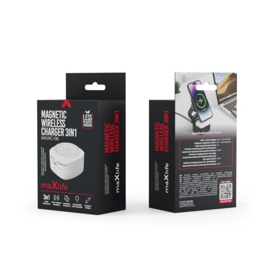 Ασύρματη Βάση Φόρτισης Μαγνητική 3 σε 1 Maxlife MXWC-06 15W Λευκό Ασύρματη Βάση Φόρτισης Μαγνητική 3 σε 1 Maxlife MXWC-06 15W Λευκό