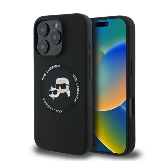 Θήκη Σιλικόνης Karl Lagerfeld Apple iPhone 16 Pro Magsafe Karl & Choupette Heads Μαύρο Θήκη Σιλικόνης Karl Lagerfeld Apple iPhone 16 Pro Magsafe Karl & Choupette Heads Μαύρο
