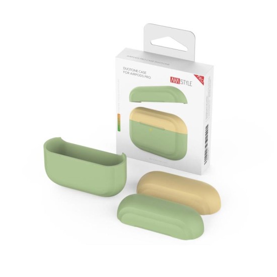 Θήκη Σιλικόνης AhaStyle PT-P2 Apple AirPods Pro DuoTone Φυστικί-Κίτρινο Θήκη Σιλικόνης AhaStyle PT-P2 Apple AirPods Pro DuoTone Φυστικί-Κίτρινο