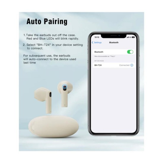 True Wireless Ακουστικά Bluetooth Choetech BH-T24 Κρεμ True Wireless Ακουστικά Bluetooth Choetech BH-T24 Κρεμ