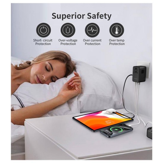 Διεθνής Φορτιστής Ταξιδίου Choetech PD5020 35W GaN με καλώδιο USB C Μαύρο Διεθνής Φορτιστής Ταξιδίου Choetech PD5020 35W GaN με καλώδιο USB C Μαύρο