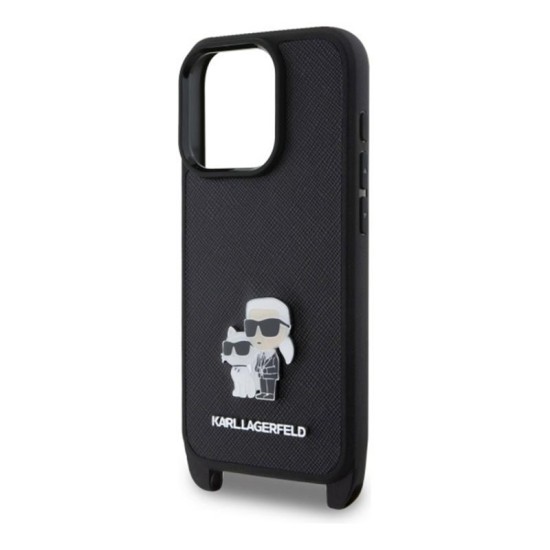 Θήκη Δερμάτινη Karl Lagerfeld Apple iPhone 16 Pro Max Saffiano Crossbody Metal Pin Karl & Choupette Μαύρο Θήκη Δερμάτινη Karl Lagerfeld Apple iPhone 16 Pro Max Saffiano Crossbody Metal Pin Karl & Choupette Μαύρο