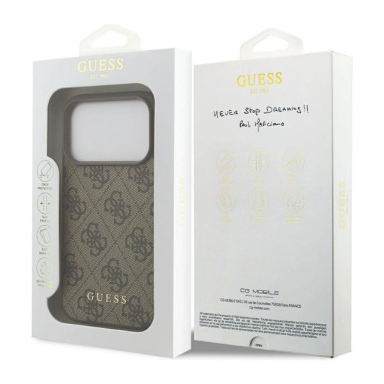 Θήκη PU Guess Apple iPhone 17 Pro Hardcase Classic Logo 4G Καφέ Θήκη PU Guess Apple iPhone 17 Pro Hardcase Classic Logo 4G Καφέ