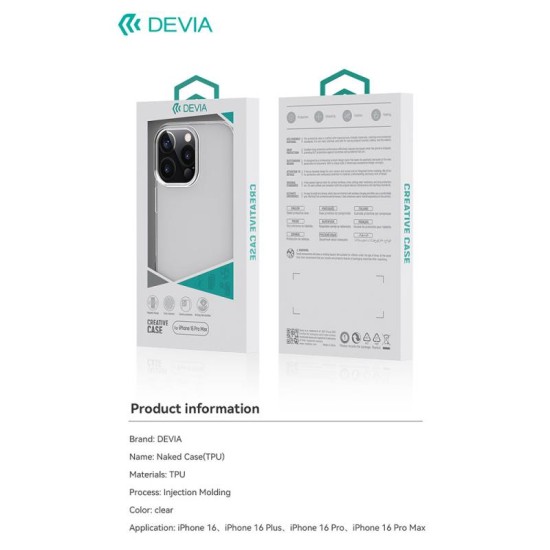 Θήκη TPU Devia Apple iPhone 16 Pro Max Naked Διάφανο Θήκη TPU Devia Apple iPhone 16 Pro Max Naked Διάφανο