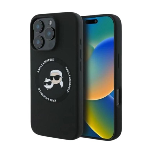 Θήκη Σιλικόνης Karl Lagerfeld Apple iPhone 16 Pro Max Magsafe Karl & Choupette Heads Μαύρο