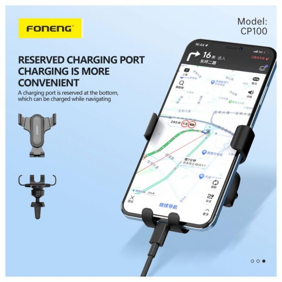 Universal Βάση Στήριξης Αεραγωγού Αυτοκινήτου Foneng CP100 Gravity για Smartphones έως 6.7" Μαύρο