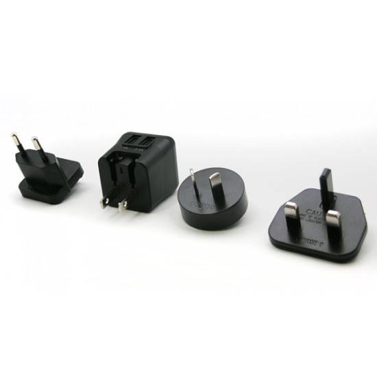 Φορτιστής Ταξιδίου Melkco Worldwide EU/UK/US/AU με Διπλή Έξοδο USB 1.0A & 2.0A