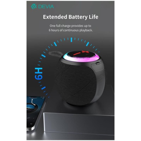 Φορητό Ηχείο Bluetooth Devia EM505 Sound Lite1 5W Μαύρο Φορητό Ηχείο Bluetooth Devia EM505 Sound Lite1 5W Μαύρο