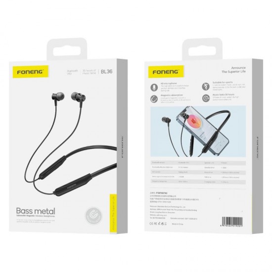Στερεοφωνικό Ακουστικό Foneng BL36 Deep Bass Neckband Μαύρο Στερεοφωνικό Ακουστικό Foneng BL36 Deep Bass Neckband Μαύρο
