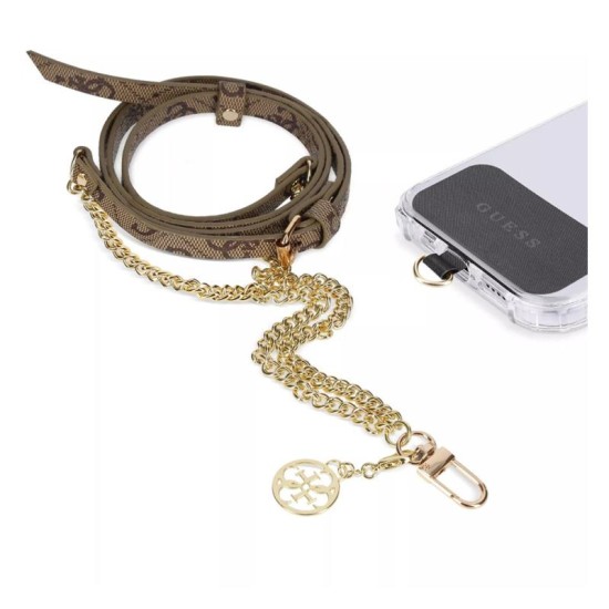 Universal Λουράκι Λαιμού Guess για Θήκες Κινητών 4G Chain CBDY Metal Eco-leather Καφέ