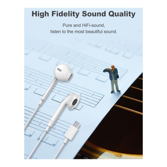 Hands Free Stereo Devia Earpods EM048 USB C με Χειριστήριο & Μικρόφωνο Smart Λευκό Hands Free Stereo Devia Earpods EM048 USB C με Χειριστήριο & Μικρόφωνο Smart Λευκό