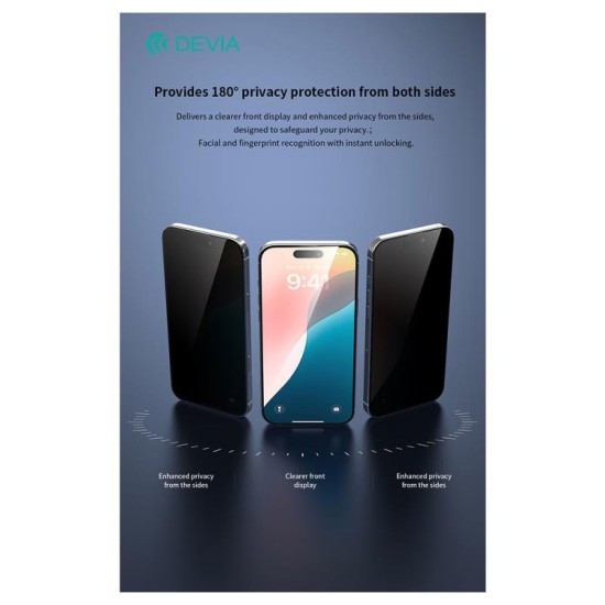 Tempered Glass Full Face Privacy Devia Apple iPhone 16 Van Μαύρο (1 τεμ.) Tempered Glass Full Face Privacy Devia Apple iPhone 16 Van Μαύρο (1 τεμ.)