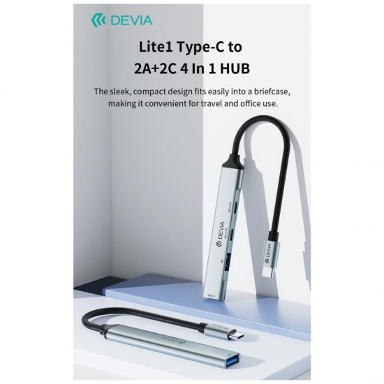 Hub USB C Devia EC707 4 σε 1 2xUSB A & 2xUSB C Lite1 Γκρι Hub USB C Devia EC707 4 σε 1 2xUSB A & 2xUSB C Lite1 Γκρι