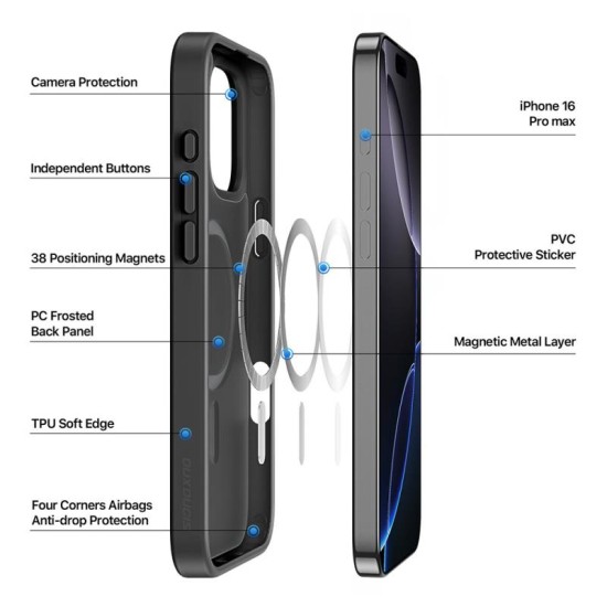 Θήκη TPU & PC Dux Ducis Yind Magnetic MagSafe Apple iPhone 16 Pro Max Μαύρο Θήκη TPU & PC Dux Ducis Yind Magnetic MagSafe Apple iPhone 16 Pro Max Μαύρο