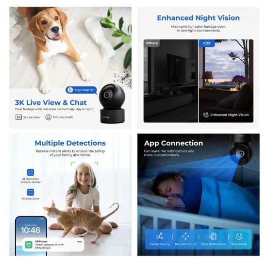 Home Security Camera C22 Imilab 360° 3K Μαύρο Home Security Camera C22 Imilab 360° 3K Μαύρο