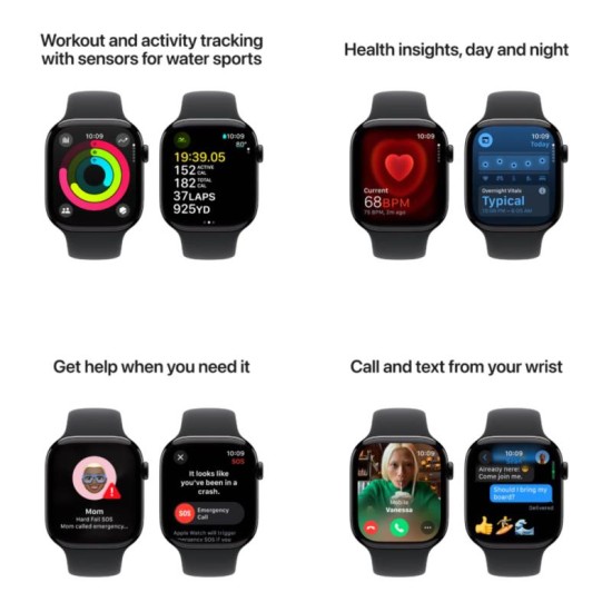 Apple Watch Series 10 GPS 46mm Aluminum Μαύρο με Sport Band Medium-Large Μαύρο Apple Watch Series 10 GPS 46mm Aluminum Μαύρο με Sport Band Medium-Large Μαύρο