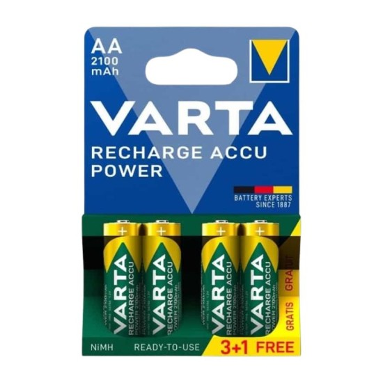 Μπαταρία Επαναφορτιζόμενη Varta AA 2100mAh NiMH 1.2V Ready2Use (4 τεμ.) Μπαταρία Επαναφορτιζόμενη Varta AA 2100mAh NiMH 1.2V Ready2Use (4 τεμ.)