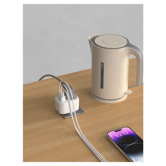 Μονόπριζο Devia WW09-F-PD Auto Power 1AC & 3 Θύρες USB (2x USB A, 1x USB C) PD QC 20W Smart Λευκό Μονόπριζο Devia WW09-F-PD Auto Power 1AC & 3 Θύρες USB (2x USB A, 1x USB C) PD QC 20W Smart Λευκό
