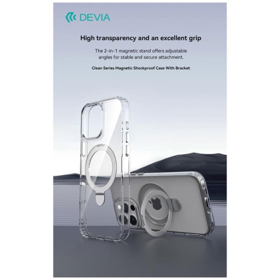 Θήκη TPU & PC Shock Proof Devia Magnetic Apple iPhone 16 Pro Clean με Stand Διάφανο