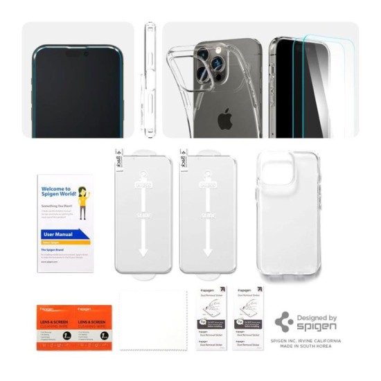 Θήκη TPU Spigen Liquid Crystal (1 τεμ) & Tempered Glass TR Slim (2 τεμ) Apple iPhone 14 Pro Max Crystal Pack Διάφανο Θήκη TPU Spigen Liquid Crystal (1 τεμ) & Tempered Glass TR Slim (2 τεμ) Apple iPhone 14 Pro Max Crystal Pack Διάφανο