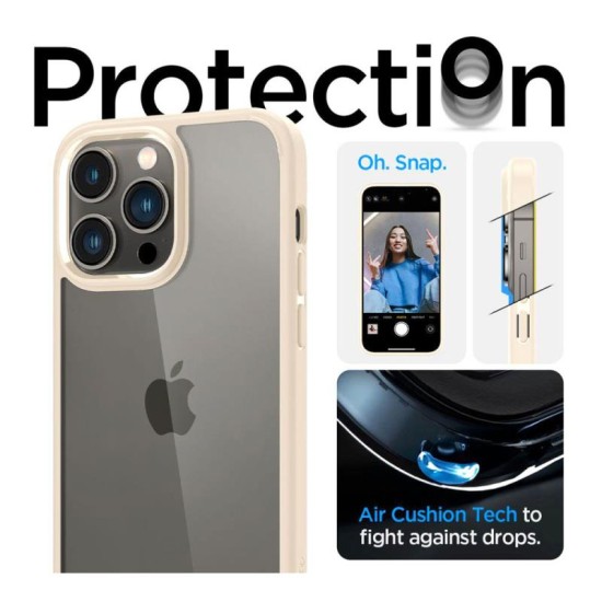Θήκη TPU & PC Spigen Ultra Hybrid Apple iPhone 14 Pro Διάφανο-Μπεζ Θήκη TPU & PC Spigen Ultra Hybrid Apple iPhone 14 Pro Διάφανο-Μπεζ