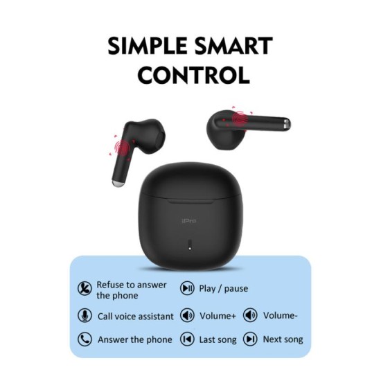 True Wireless Ακουστικά Bluetooth iPro TW100 Μαύρο True Wireless Ακουστικά Bluetooth iPro TW100 Μαύρο