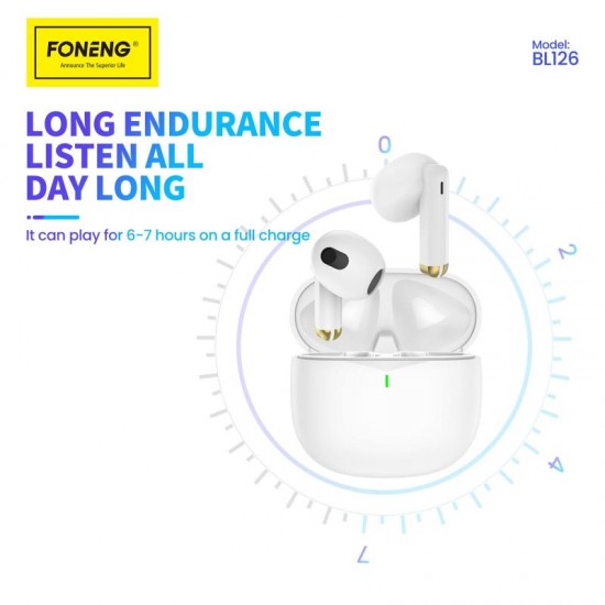 True Wireless Ακουστικά Bluetooth Foneng BL126 ENC Λευκό True Wireless Ακουστικά Bluetooth Foneng BL126 ENC Λευκό