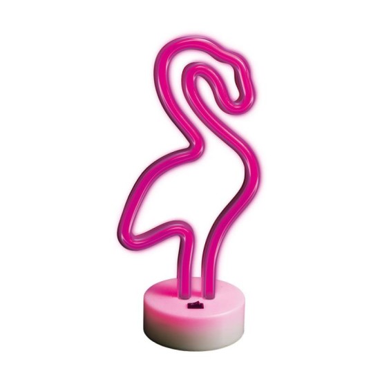 Neon LED Forever Light FSNE01 FLAMINGO (USB/Μπαταρίας & On/Off) με Stand Ροζ