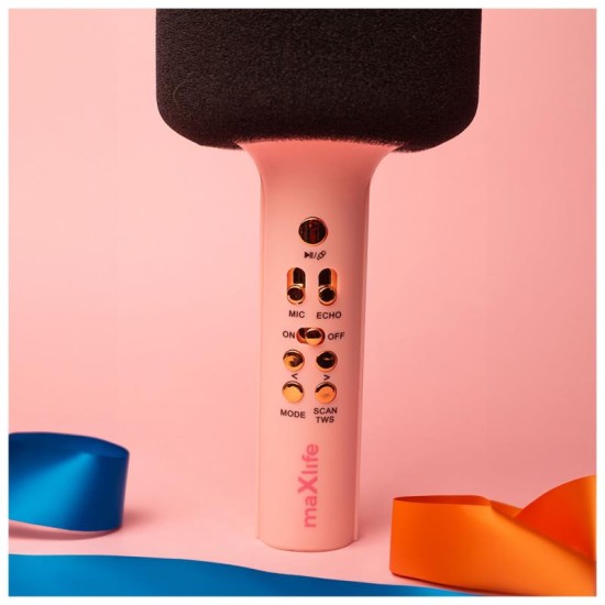 Ασύρματο Μικρόφωνο Bluetooth Maxlife MXBM-600 με Ηχείο (Karaoke) Ροζ Ασύρματο Μικρόφωνο Bluetooth Maxlife MXBM-600 με Ηχείο (Karaoke) Ροζ