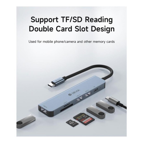 Hub USB C Devia EC135 5 σε 1 (Updated) με Card Reader Leopard PD Σκούρο Γκρι Hub USB C Devia EC135 5 σε 1 (Updated) με Card Reader Leopard PD Σκούρο Γκρι
