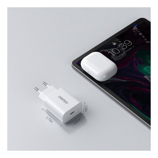 Φορτιστής Ταξιδίου Ταχείας Φόρτισης Choetech Q5004-V5 με Έξοδο USB C PD 20W Λευκό Φορτιστής Ταξιδίου Ταχείας Φόρτισης Choetech Q5004-V5 με Έξοδο USB C PD 20W Λευκό