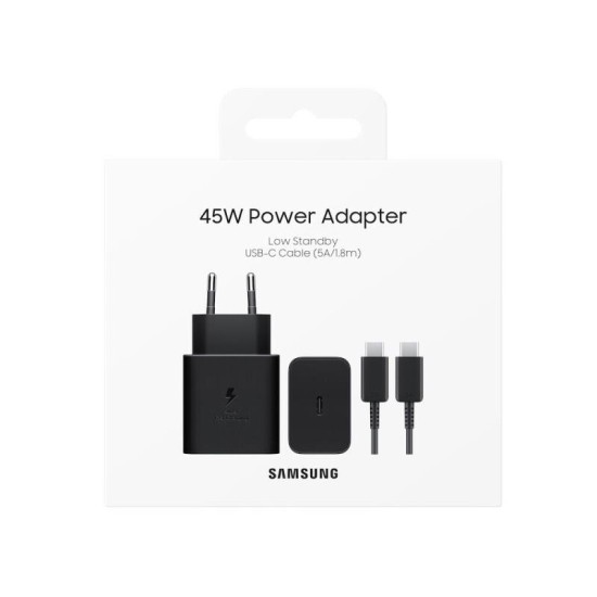 Φορτιστής Ταξιδίου Ταχείας Φόρτισης Samsung EP-T4511XBEGEU με Έξοδο USB C 45W 4.05A & Καλώδιο USB C Μαύρο Φορτιστής Ταξιδίου Ταχείας Φόρτισης Samsung EP-T4511XBEGEU με Έξοδο USB C 45W 4.05A & Καλώδιο USB C Μαύρο