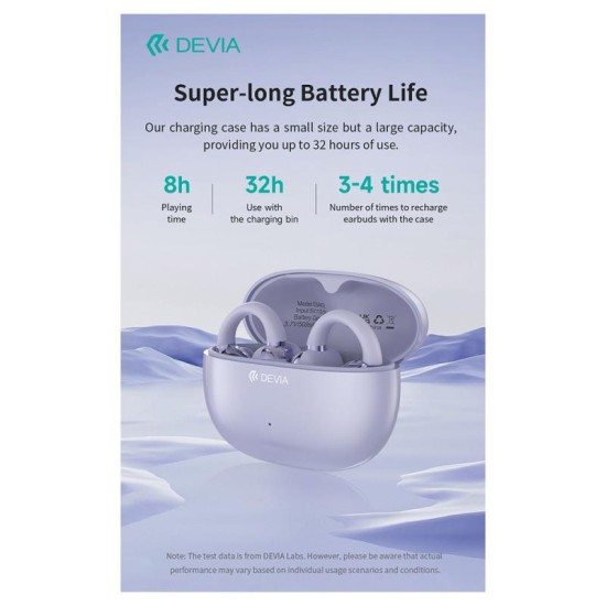 True Wireless Ακουστικά Bluetooth Devia OWS EM402 Pro2 Clip-On Μωβ True Wireless Ακουστικά Bluetooth Devia OWS EM402 Pro2 Clip-On Μωβ