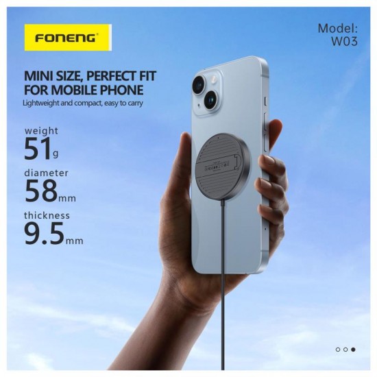 Ασύρματη Βάση Φόρτισης Μαγνητική Mini Foneng W03 15W με Stand & Καλώδιο 1m Μαύρο Ασύρματη Βάση Φόρτισης Μαγνητική Mini Foneng W03 15W με Stand & Καλώδιο 1m Μαύρο