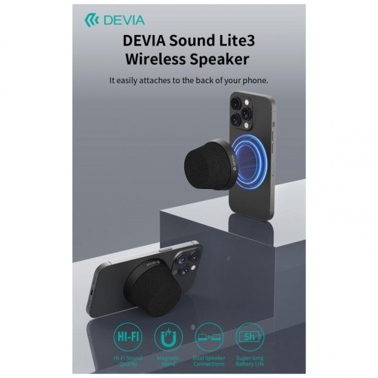Φορητό Ηχείο Bluetooth Devia EM506 Sound Lite3 5W Μαύρο Φορητό Ηχείο Bluetooth Devia EM506 Sound Lite3 5W Μαύρο