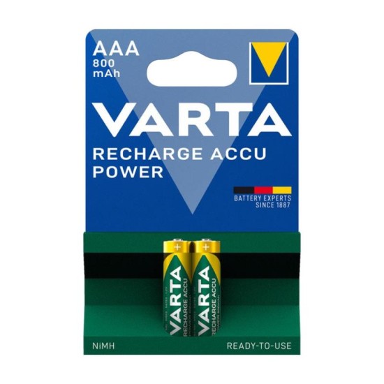 Μπαταρία Επαναφορτιζόμενη Varta AAA 800mAh NiMH 1.2V Ready2Use (2 τεμ.) Μπαταρία Επαναφορτιζόμενη Varta AAA 800mAh NiMH 1.2V Ready2Use (2 τεμ.)
